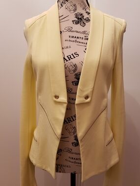 Elegant Laura Mellow Yellow Open Front Blazer From Vex Collection by Laura